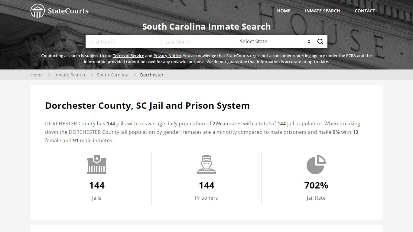 Dorchester County, SC Inmate Search - StateCourts