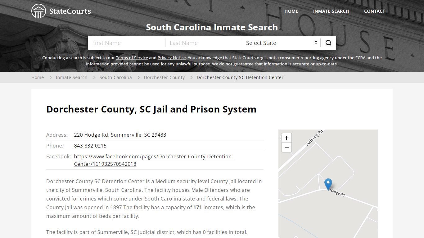 Dorchester County SC Detention Center Inmate Records ...